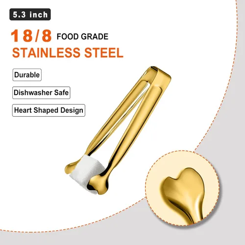 Miniatura 3 de Pinzas de servir, Anytrp 12 paquetes de pinzas de acero inoxidable para azúcar, pinzas pequeñas de 5.3 pulgadas para cocina, pinzas para servir