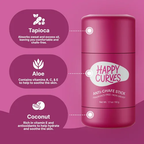 Miniatura 10 de HAPPY CURVES Barra antirozaduras – Protección contra rozaduras y fricción para mujeres, ideal para muslos, axilas y más – Protector de roce