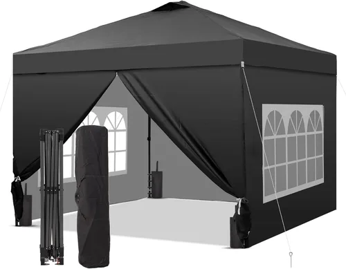 Miniatura 32 de GDY Tienda de campaña desplegable de 10 x 10 pies, gazebo para exteriores con 4 bolsas de arena, toldo fácil de instalar con 3 alturas ajustables