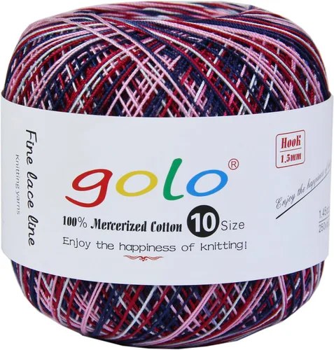 Miniatura 23 de Golo - 3 bolas de hilo de ganchillo tamaño 10, hilo de crochet para tejer a mano 102