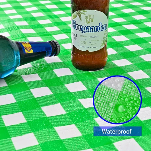 Miniatura 4 de Vedran Paquete de 2 manteles de plástico a cuadros verdes y blancos, 54 x 108 pulgadas, para fiestas de cumpleaños y festividades