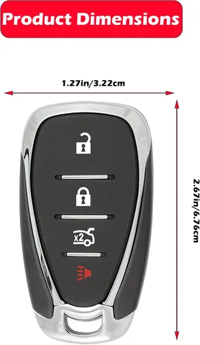 Miniatura 5 de Funda para llavero Chevrolet Camaro Cruze Malibu 2016-2021, Alliskeys Carcasa de llave inteligente de 4 botones de reemplazo para Chevy HYQ4AA/HYQ4EA