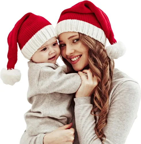 Miniatura 9 de 2 gorros de punto de Navidad para padres e hijos, gorro de Papá Noel para adultos, bebés, invierno, cálido, gorro de calavera para fiestas