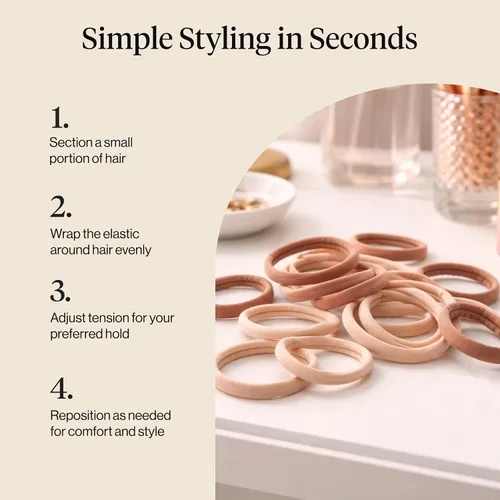 Miniatura 7 de Kitsch Lazos de nailon para el cabello sin daños, bandas elásticas para el cabello para una sujeción fuerte durante todo el día, soportes para cola