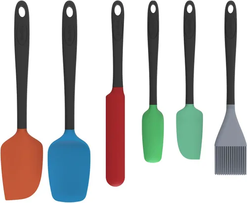 Miniatura 9 de Juego de espátulas de silicona, 6 utensilios de cocina de grado alimenticio con cepillo de silicona, resistentes al calor, aptos para lavavajillas