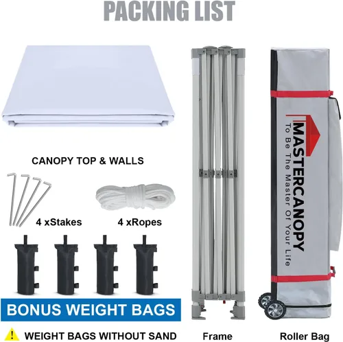 Miniatura 4 de MASTERCANOPY Carpa Plegable Resistente con Paredes Laterales (10x15, Blanco)