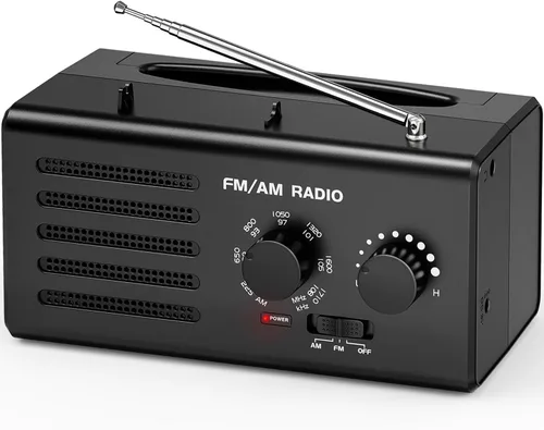Radio AM FM portátil, radio transistor Goodes enchufable de pared con batería con la mejor recepción, altavoz fuerte, excelente sonido, radios Cian