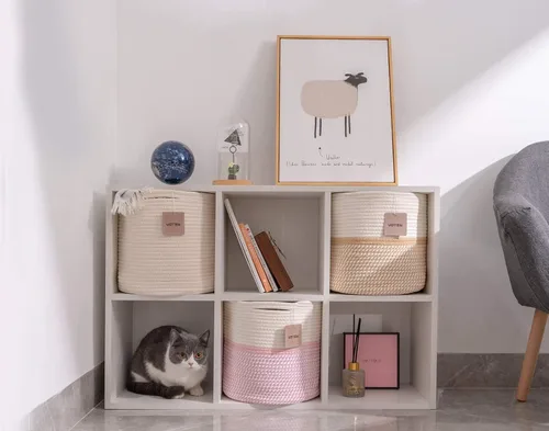 Miniatura 7 de voten - Canastas de almacenamiento de cubos de 11 x 11 pulgadas, para organizador de cubos de 12 x 12 pulgadas, elegantes y duraderas, contenedores