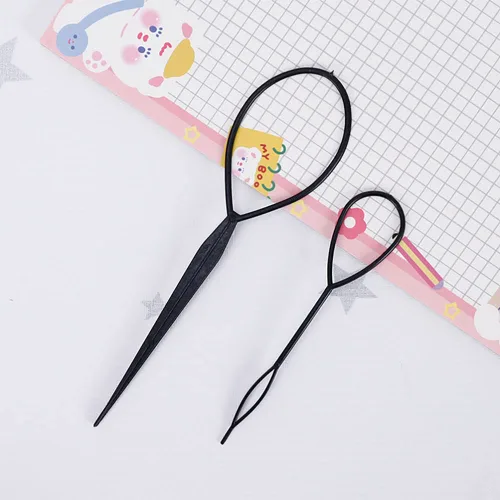 Miniatura 8 de 4 pares de herramientas para cola de cabello, accesorios para trenzar el cabello, fabricante de cola de caballo para mujeres, cinta de herramienta