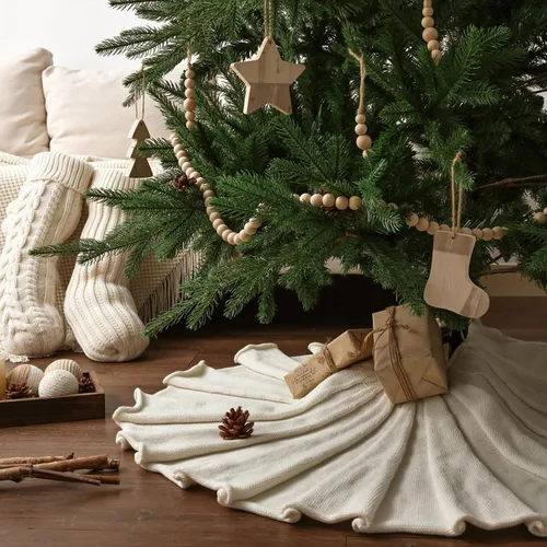 Miniatura 6 de Falda de árbol de Navidad de 36 pulgadas: falda de árbol de lápiz para árbol de 6 pies, diseño plisado, falda de árbol pequeño blanco crema, faldas
