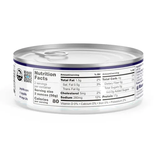 Miniatura 3 de Jego Atún sólido en agua Atún natural salvaje Keto Bajo en carbohidratos Sin gluten Sin soja Enlatado Listo para comer Paquete de 12