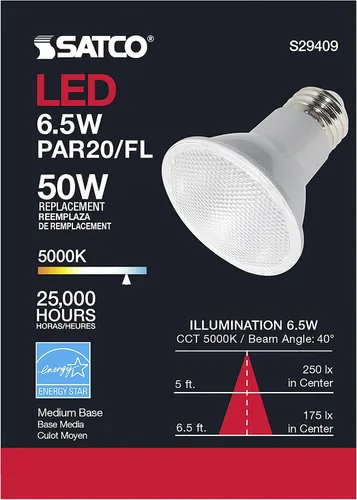 Miniatura 5 de Satco S29409 6.5 vatios; LED PAR20; 5000 K; paquete de 24 cumple con California