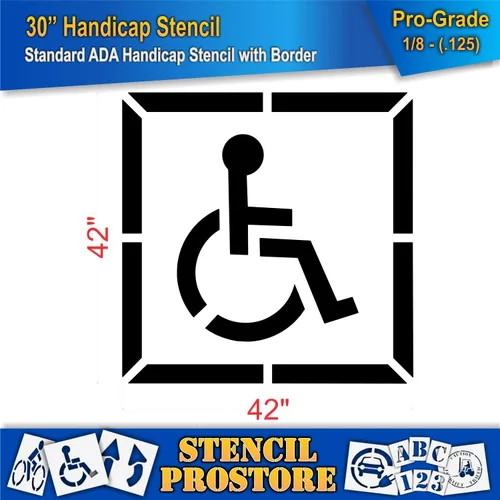 Miniatura 2 de Plantilla de estacionamiento – 30 pulgadas – Plantilla para discapacitados con borde (carrera de 3 pulgadas) – 42 x 42 x 1/8 pulgadas (128 mil)