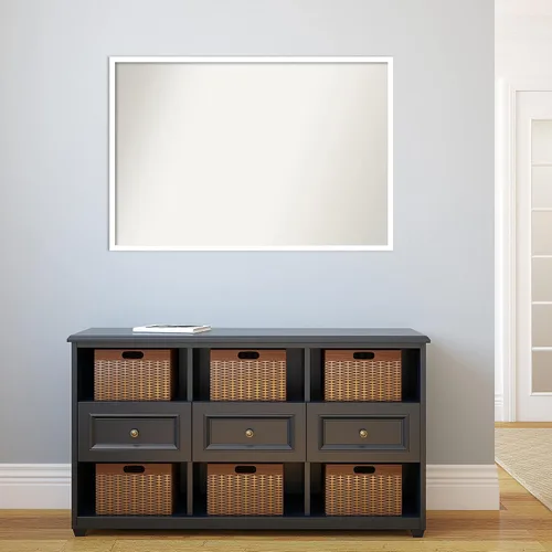 Miniatura 877 de Amanti Art Espejo de baño blanco para sobre el fregadero, 32 x 45 pulgadas, espejo de tocador rectangular blanco esbelto, marco de madera moderno