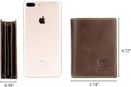 Miniatura 2 de BULLCAPTAIN Cartera de cuero genuino para hombres con bloqueo RFID billeteras de identificación con ventana de crédito titular de la tarjeta
