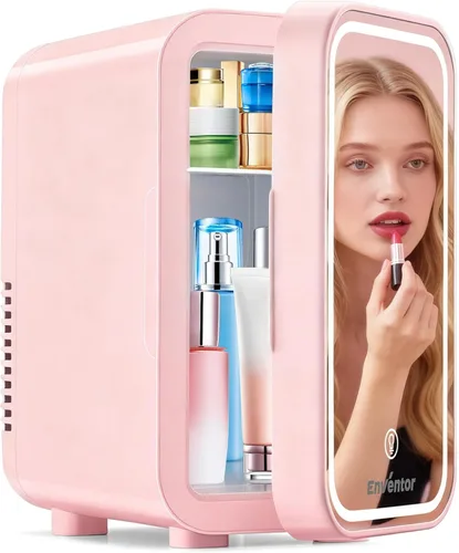 Miniatura 11 de Enventor Mini refrigerador para el cuidado de la piel, refrigerador pequeño para dormitorio, refrigerador de belleza para maquillaje con espejo LED