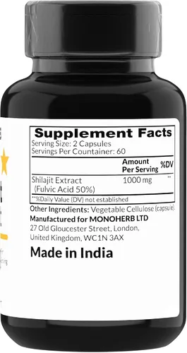 Miniatura 2 de MONOHERB Extracto de Shilajit 1000 mg - 120 Cápsulas Vegetarianas