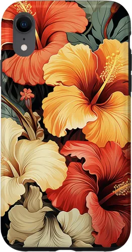 Miniatura 24 de Funda para iPhone 13 Pro Max con diseño tropical hawaiano amarillo rojo hibisco plumeria