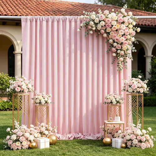 Miniatura 31 de Cortinas de Telón de Fondo Blanco de 2 Paneles 5 x 1,5 m de Poliéster, Telón de Fondo para Fotografía, Cortinas para Decoración de Fondo de Boda