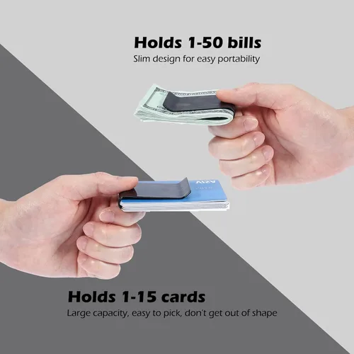 Miniatura 19 de Travelambo Cartera de bolsillo frontal con clip de fibra de carbono para dinero, cartera minimalista delgada para tarjetas de crédito
