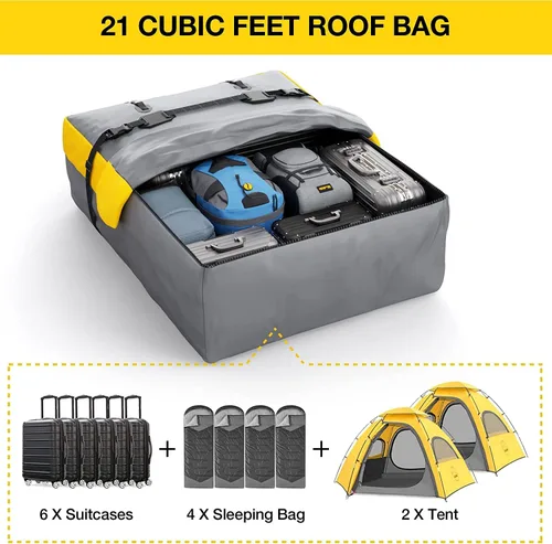 Miniatura 6 de WILDROAD Bolsa para Techo de Automóvil Portaequipajes de Carga para Techo, 21 Pies Cúbicos Impermeable Bolsa Portaequipajes de Carga para Techo