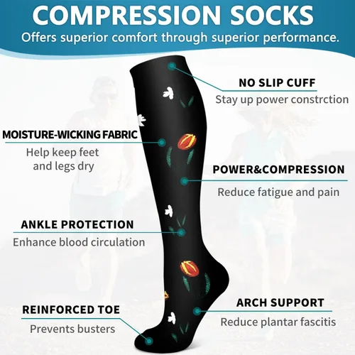 Miniatura 66 de 6 Pack Copper Compression Socks for Women and Men Circulation-Best Support for Medical, Running,Nursing,Athletic