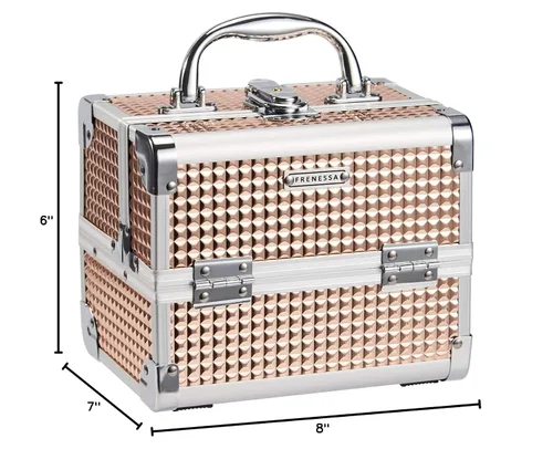 Miniatura 10 de FRENESSA Estuche de Maquillaje Tipo Maleta, Caja de Maquillaje Portátil con Espejo, Caja con Cerradura, Estuches de Maquillaje de Viaje Tipo Maleta