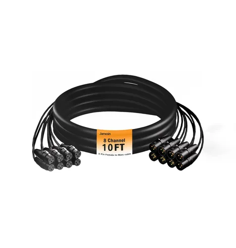 Miniatura 10 de Jamesin Cables XLR de 4 canales de 6 pies macho a hembra, cable de serpiente con etiqueta digital y cable de audio de micrófono codificado por