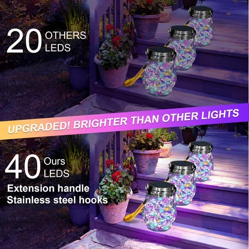 Miniatura 2 de Linterna solar, luces solares colgantes para exteriores, impermeables, paquete de 2, 60 faroles LED mejorados, decoración para exteriores