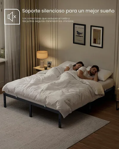 Miniatura 7 de VASAGLE Base de cama de metal tamaño individual de 14 pulgadas de alto, capacidad de peso de 550 libras, no necesita somier, con almacenamiento