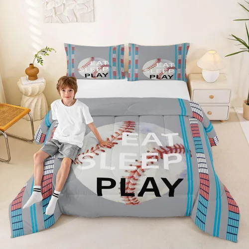 Miniatura 41 de Feelyou Juego de edredón de baloncesto para niñas y niños, juego de ropa de cama con juegos de pelota, decoración de habitación, regalo para amantes
