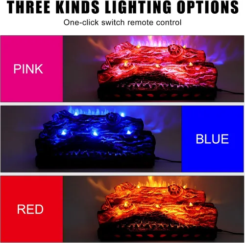 Miniatura 2 de Troncos para chimenea eléctrica con efecto de llama realista, luz de llama LED en forma de vela, chimenea eléctrica alimentada por USB, control