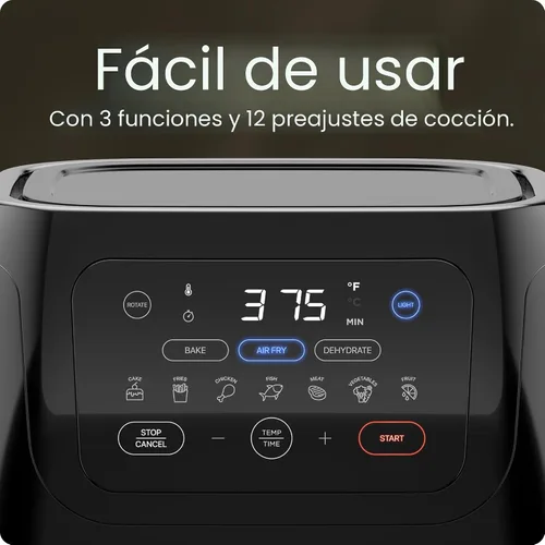 Miniatura 5 de CHEFMAN Freidora de aire digital multifuncional+ asador, deshidratador, horno de convección, 17 ajustes preestablecidos de pantalla táctil
