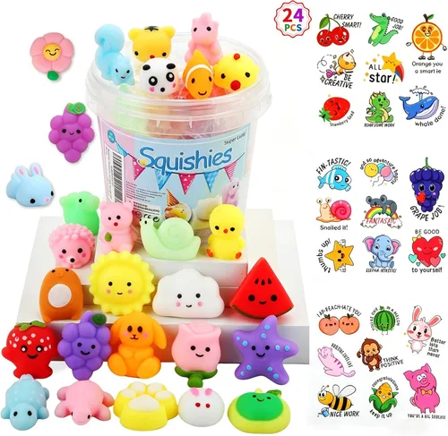 Miniatura 8 de KINGYAO Squishies juguete blando 24 piezas, recuerdos de fiesta para niños, juguete blando Mochi, juguete moji para niños, mini juguetes Kawaii