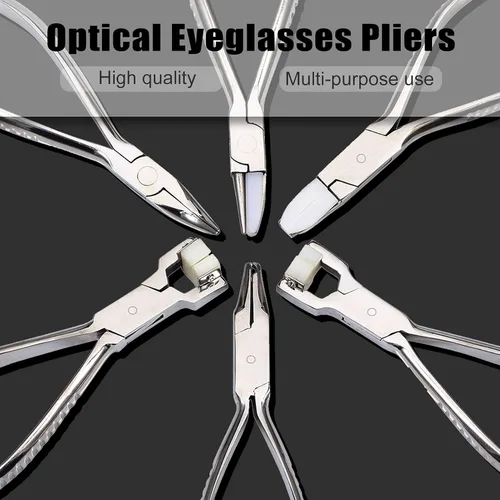 Miniatura 7 de Alicates de nailon con punta redonda y plana para lentes de 6 pulgadas, alicates de ajuste, herramienta de reparación de gafas, herramientas
