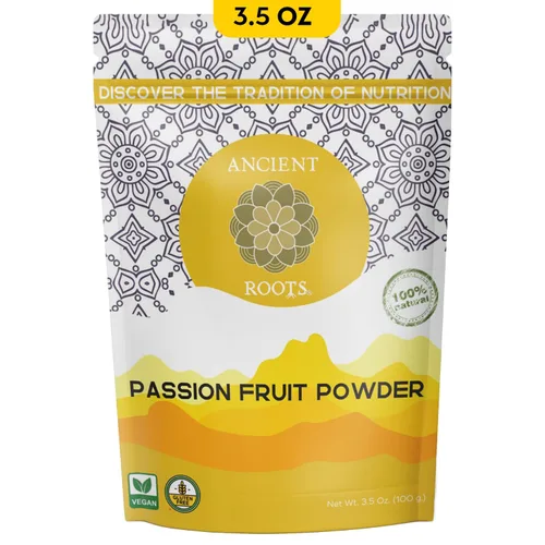Ancient Roots Polvo de Maracuyá - Colorante Alimentario 100% Natural, Polvo Aromatizante, Lleno de Antioxidantes, Vitamina C y Fibra, Mezcla para
