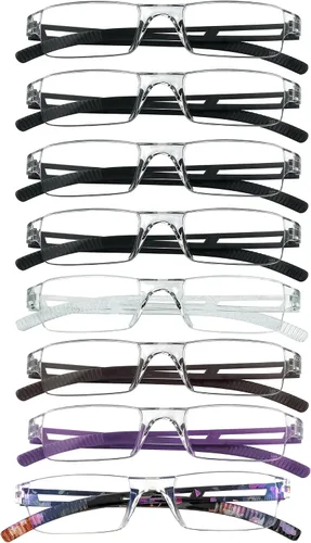 Miniatura 10 de Paquete de 8 anteojos de lectura, lentes de lectura con bloqueo de luz azul para computadora para mujeres y hombres, antideslumbrantes y ligeros, 2
