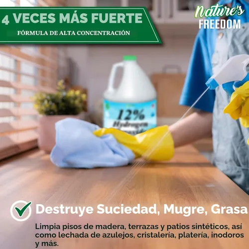 Miniatura 3 de Nature's Freedom 12% de peróxido de hidrógeno, H2O2 de grado alimenticio y agua purificada solamente, solución de 1 galón