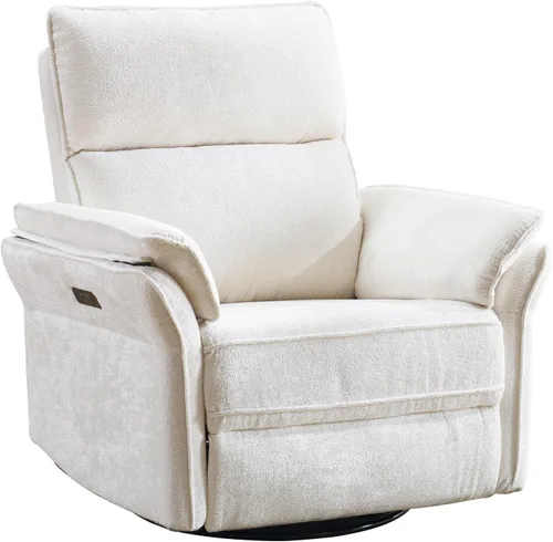 Miniatura 15 de Rocking Chair Nursery with Adjustable Headrest,Manual Swivel Rocker Recliner Nursery Chair with Overstuffed Armrest,Glider Rocker Recliner for
