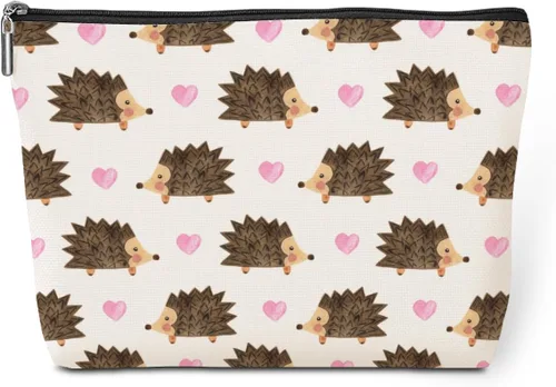 Miniatura 11 de jeilink Lindo bolso de maquillaje divertido erizo bolsas cosméticos regalos erizo suministros de erizo para animales, Chica ama a los búhos, Casual