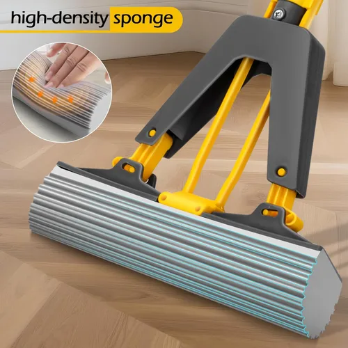 Miniatura 3 de MASTERTOP Trapeador de esponja, mopa autoexprimible con 3 repuestos de mopa absorbente de PVA, mopa de esponja con rodillo con mango de acero