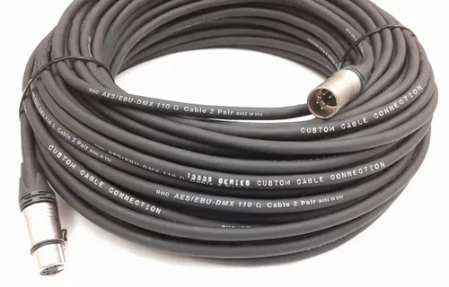 Miniatura 14 de Custom Cable Connection Cable de datos XLR de 24 AWG (calibre) DMX512 de 10 pies de 5 pines macho a hembra para iluminación de escenario, luces LED