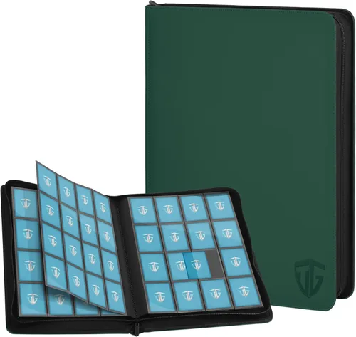 Miniatura 25 de Carpeta con cremallera de 12 bolsillos para 720 tarjetas, bolsillos laterales seguros de carga, carpeta de álbum de tarjetas intercambiables, Negro