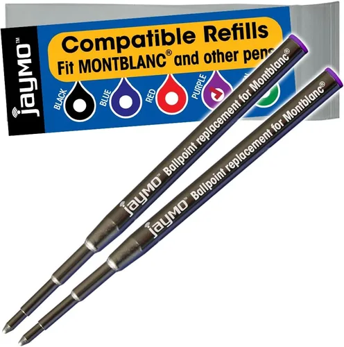 Jaymo Repuesto para Montblanc 116218 - Medidas 3.875 in / 98 mm de largo - Recambio de bolígrafo - 2 morados