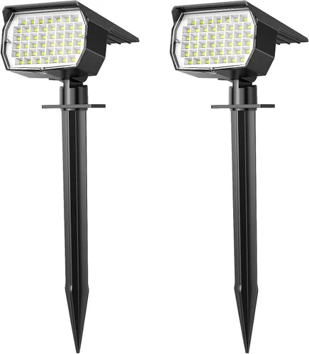 Miniatura 12 de WENATY Focos solares para exteriores, impermeables, IP65, paquete de 2 focos de paisaje con 46 LED, 3 modos de encendido y apagado automático, luces