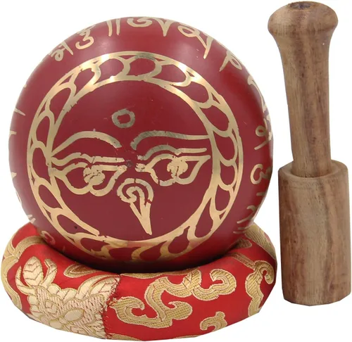 Miniatura 4 de DharmaObjects Juego de regalo tibetano para meditación Om Mani Padme Hum, mazo de palisandro, cojín de terciopelo, caja de regalo