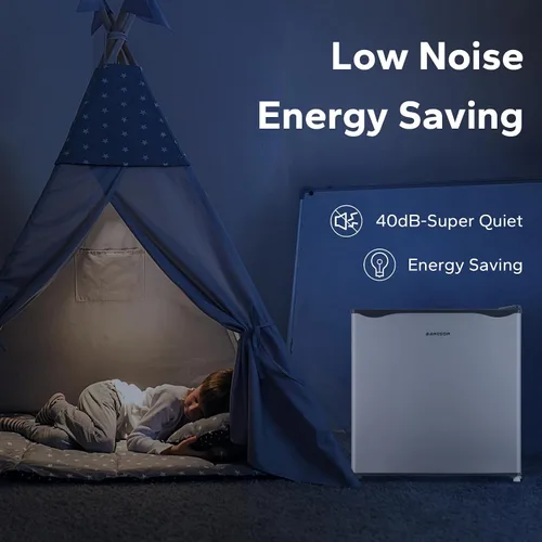 Miniatura 5 de BANGSON Mini refrigerador de 1.6 pies cúbicos con congelador para dormitorio, refrigerador compacto para oficina, refrigerador pequeño de ahorro