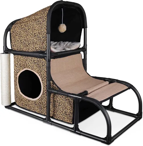 Miniatura 10 de Goetland Moderno condominio para gatos Casa para gatos Árbol para mascotas Muebles para mascotas Cama de torre para gatos grande Rascador Poste Gris