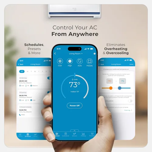Miniatura 5 de Breez Max Smart AC Controller AHR Producto del año Termostato WiFi para mini split, ventana, bomba de calor portátil de CA/calor Tecnología Negro