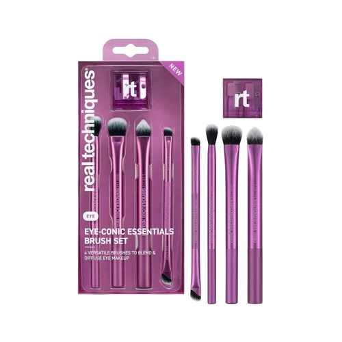 Miniatura 4 de Real Techniques Trío de brochas de maquillaje para sombra de ojos y difuminador, para sombra de ojos y delineador, herramientas de maquillaje